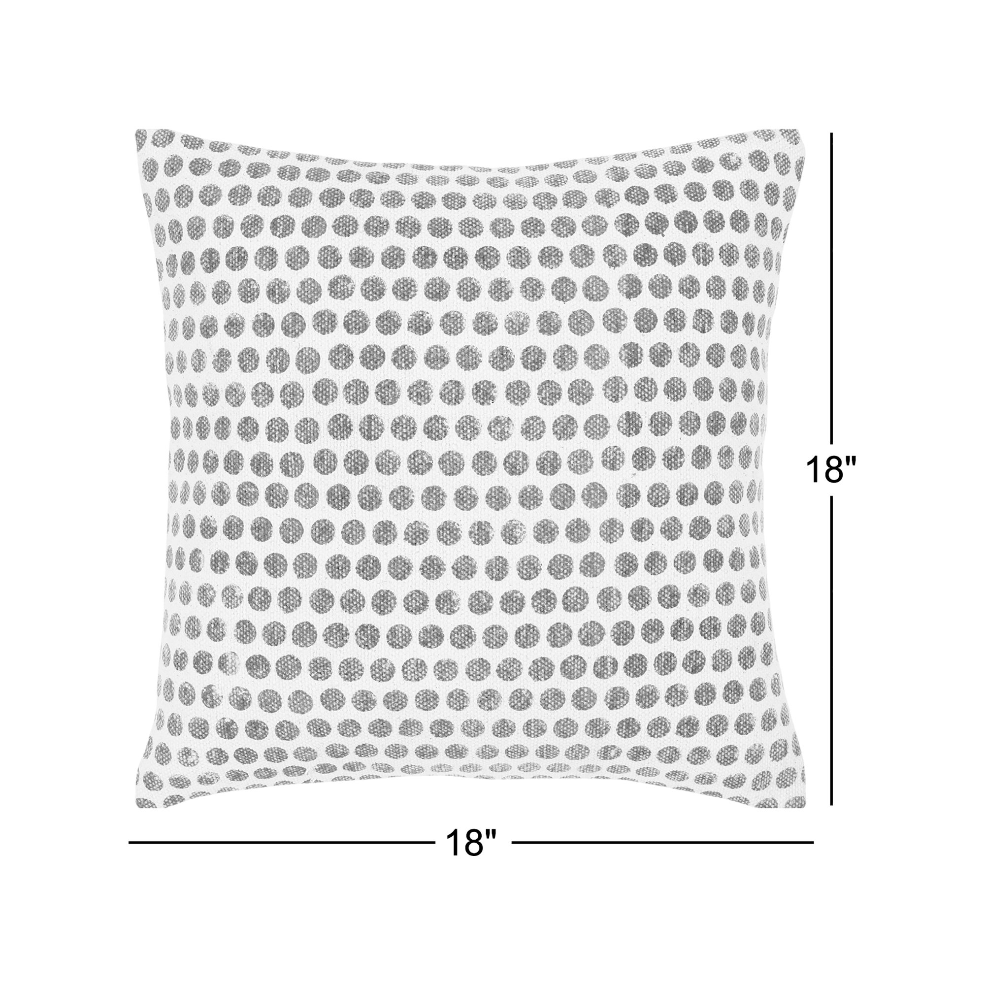 Zetta Polka Dots Cotton Throw Pillow, 18" x 18", Down, Light Beige/Black