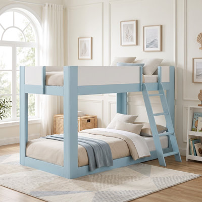 Kids' Bunk Bed with Reversible Ladder and Paneled Guardrails, Two-Tone Design, Modern, Kids' Bedroom