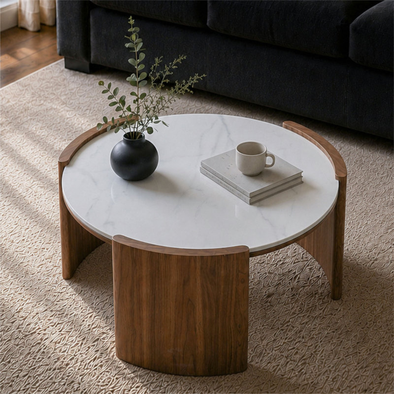 Table basse Modern Modern, White/Grey Top/Walnut Base