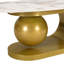 Table basse moderne ovale pour le salon, plateau de table en pierre frittée à motif marbré avec base en acier inoxydable doré de 47,2 po
