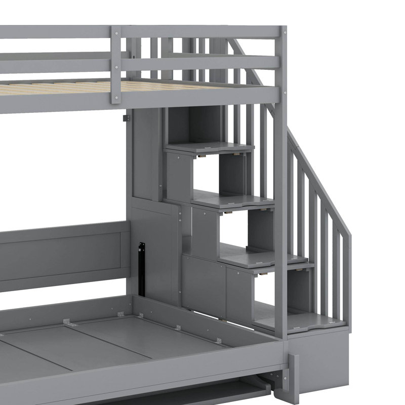Lit escamotable double sur double avec lève-personne hydraulique et conception de bureau, Gris