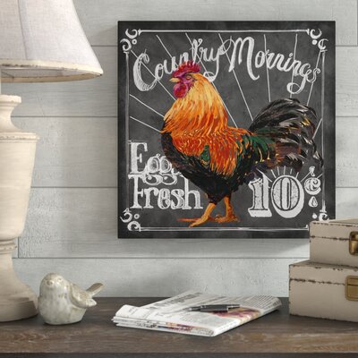 Country Mornings Rooster' Textual Art Print on Wrapped Canvas -  Gracie Oaks, 57A80F6E12C74970BB5144D69156769A