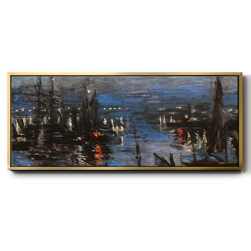 Le port du Havre, effet de nuit, 1873 - Reproduction sur toile flottante, Or, H 24 po x l 60 po x P 1,5 po