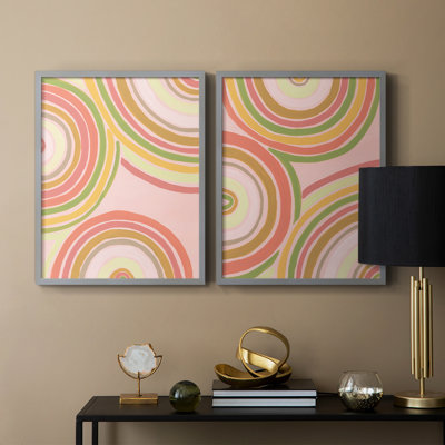 «Abstract Rainbow I», reproduction encadrée de qualité supérieure - prête à être accrochée - aucun clou requis - aucun clou requis