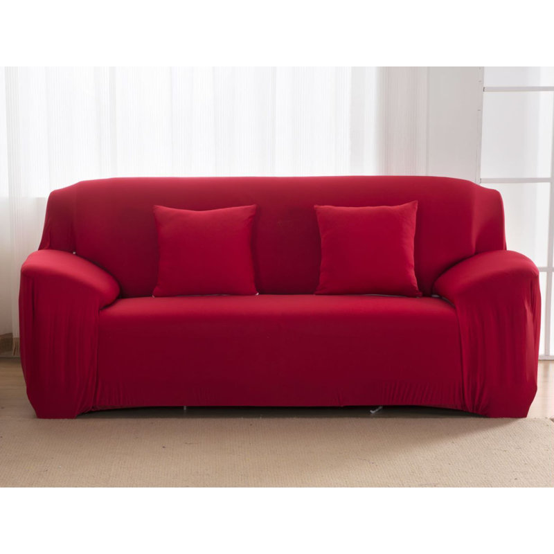 Housse pour canapé à coussins en T 4 sièges, Polyester rouge