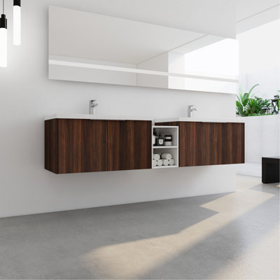 Meuble-lavabo à fermeture en douceur avec lavabo, petites tablettes de rangement, armoire combinée 36 po et 12 po
