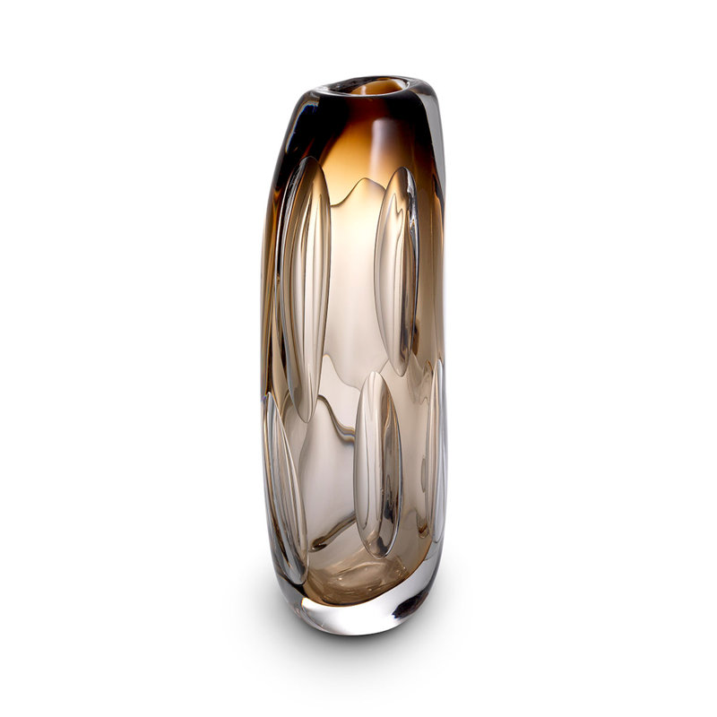 Sianni Handmade Glass Table Vase, Brown, 13" H x 6" W x 4" D