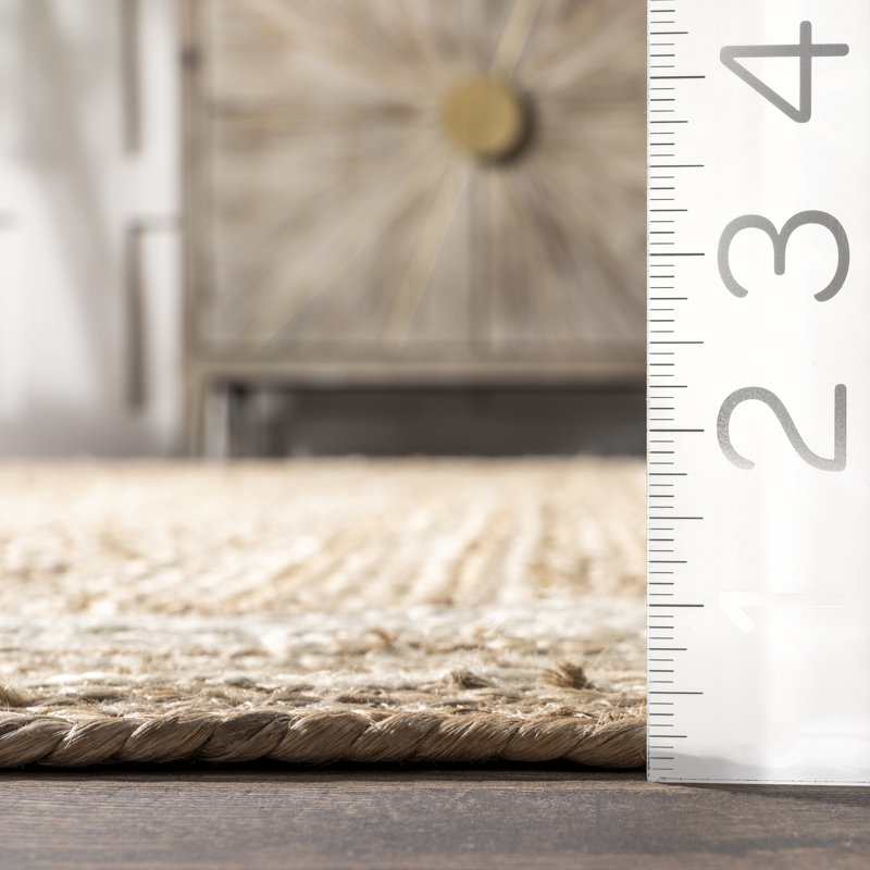 Ankita Bordered Jute Area Rug, Square 6'