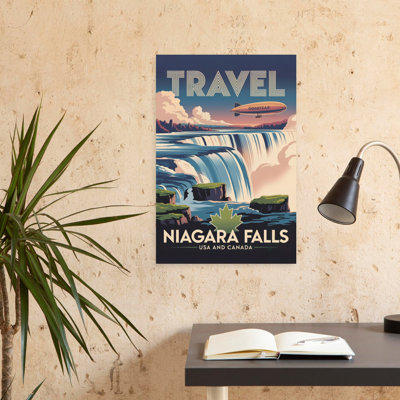Niagara Falls Retro Vintage Wall Art Print 1 Piece Wrapped Canvas Wall Art