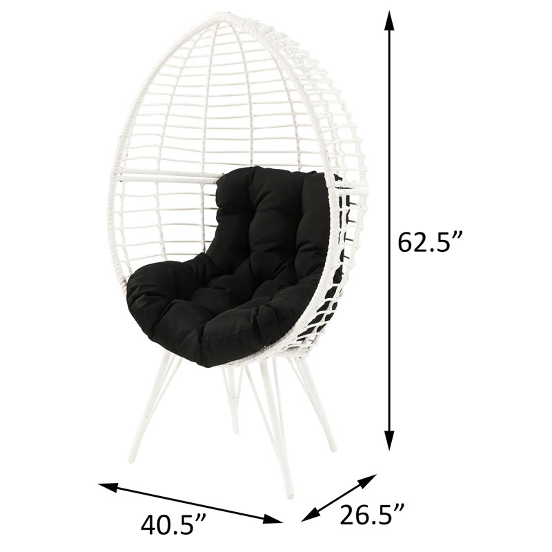 Contemporary Patio Chair With Detachable Foam Cushion - Black/White Outdoor White And