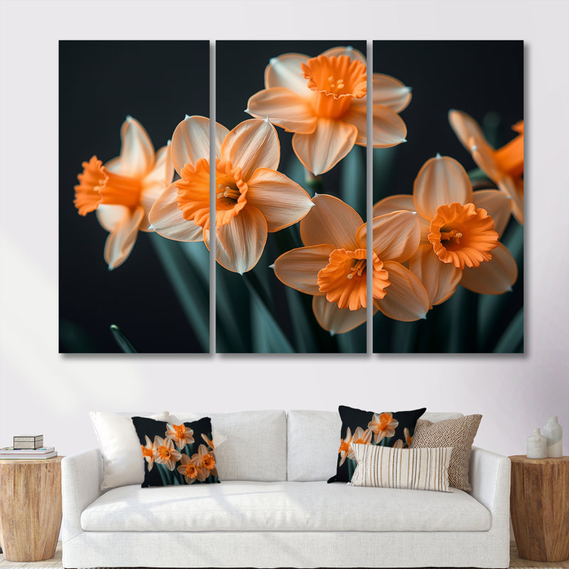 Gaige - Jonquilles, ensemble de reproductions d'art mural, Toile tendue, H 40 po x l 60 po x P 1 po
