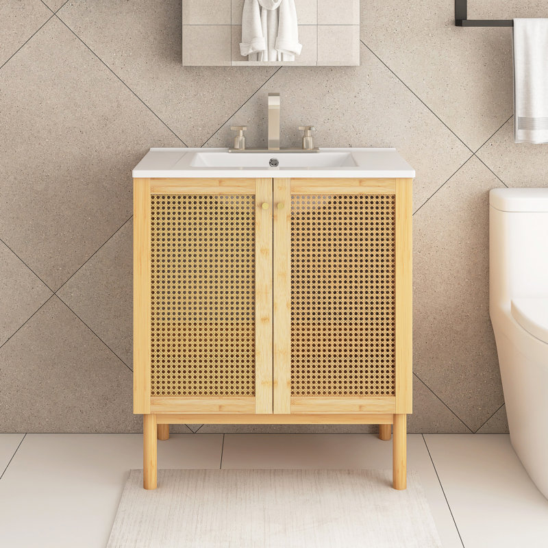 30 po Meuble-lavabo de salle de bain fabriqué à partir de matériaux naturels