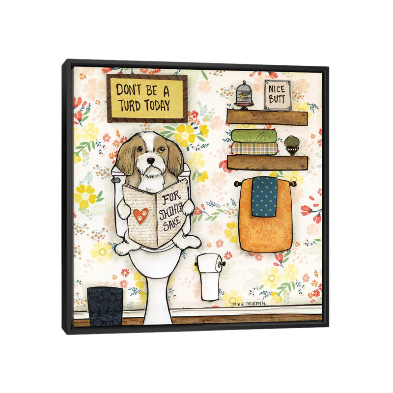« Turd Today » par Jamie Morath-impression, H 18 po x l 18 po x 1,5 po, Toile avec cadre noir, Pas de tapis