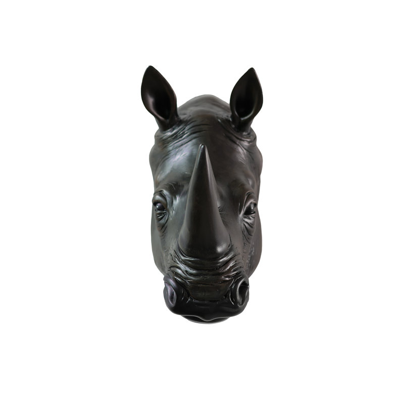Rhinoceros Head Wall Mount Art, Black