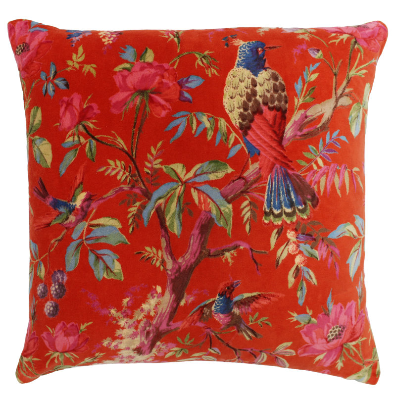 Palampur Floral Square Cushion, Orange