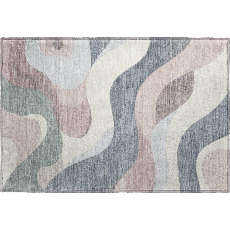 Premium Machine Washable Mayfield AMF2186 swirls Rug, 1'8" x 2'6", Blush