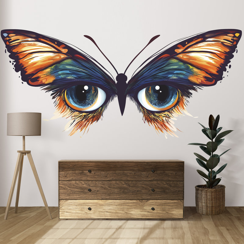 Adhésif mural yeux papillons, abstrait coloré, autocollant mural, salon moderne, décoration amovible, 091 g