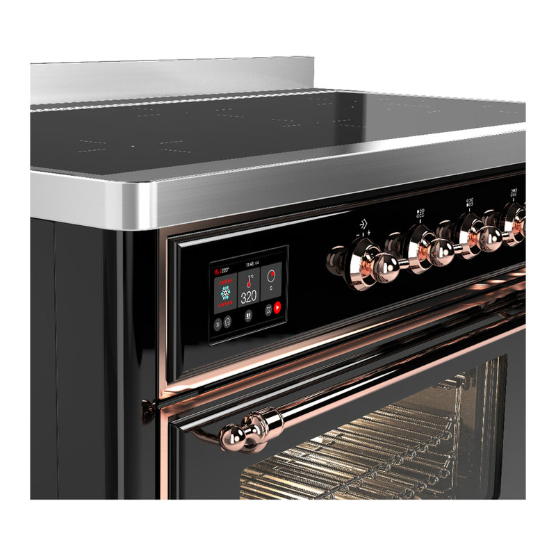 Cuisinière à induction 48 pouces avec 6 éléments à induction en noir brillant (garniture cuivre) Majestic III Series, Cuivre