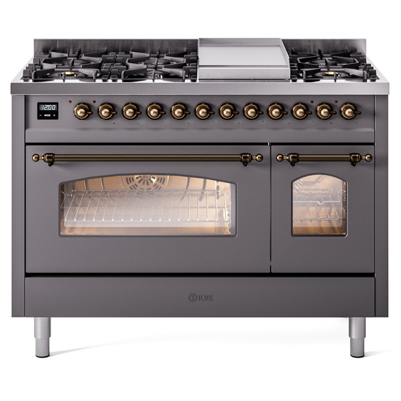 ILVE Nostalgie II 48 Dual Fuel Range , Graphite Matte/Bronze, Natural Gas
