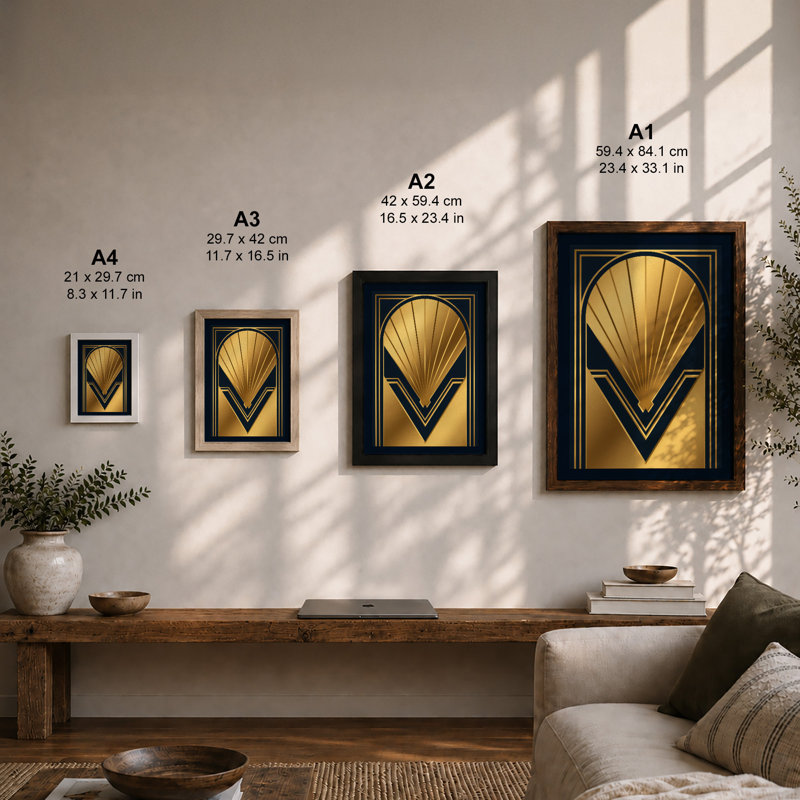 Sunburst Art Deco - Framed Print, Walnut, A1 - 84.1 x 59.4 cm