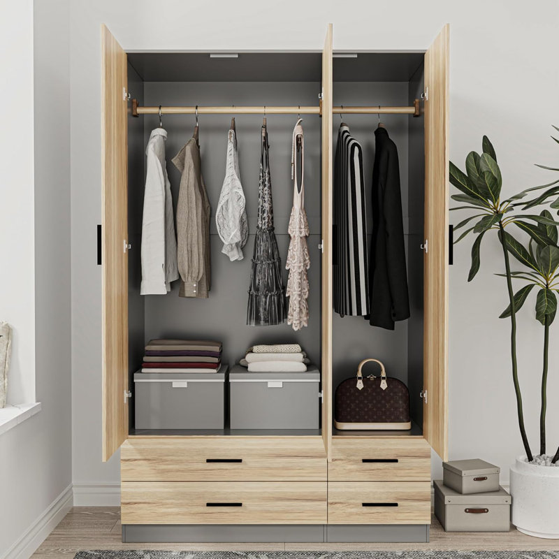 Retonia Manufactured Wood Wardrobe, Grey/Oak