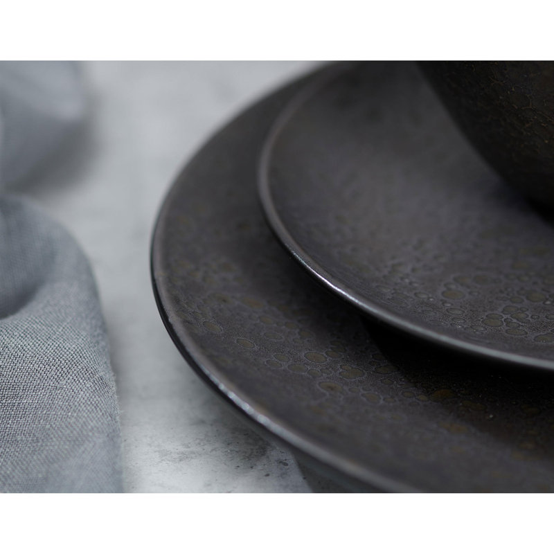 Piece Stoneware Dinnerware Set - Service for 4, Black