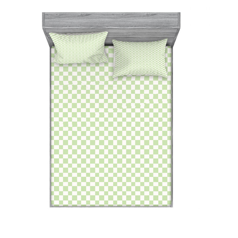 Ensemble de draps en microfibre, Ensemble de drap pour grand lit avec drap-housse, Grands carreaux géométriques