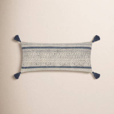 Zetta Tassels Cotton Lumbar Throw Pillow