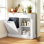 Armoire à ordures inclinable, îlot de cuisine avec 2 tiroirs