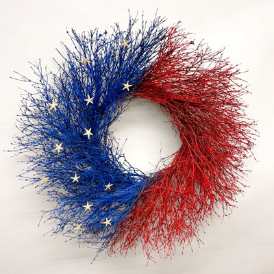 Preserved Patriotic Twigs and Starfish Wreath