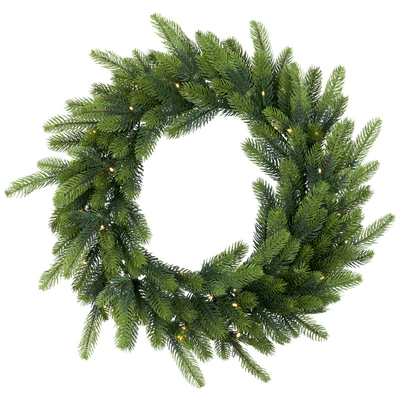 Real Touch B/O Pre-Lit Noble Fir Cedar Christmas Wreath - 24" - Warm White LED