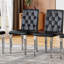 Ensemble de 4 chaises de salle à manger en polyuréthane noir: dossier ergonomique à boucle, hauteur de 35 pouces, pieds en métal argenté, combinant confort et texture. Convient aux salles à manger familiales, aux salles de banquet d'hôtel, etc. W1151P29570-1815863176-1815863168-1815863182