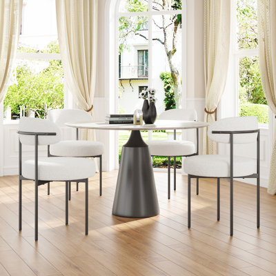 Chantele 19.3'' H Tufted Fabric Upholstered Metal Side Chair
