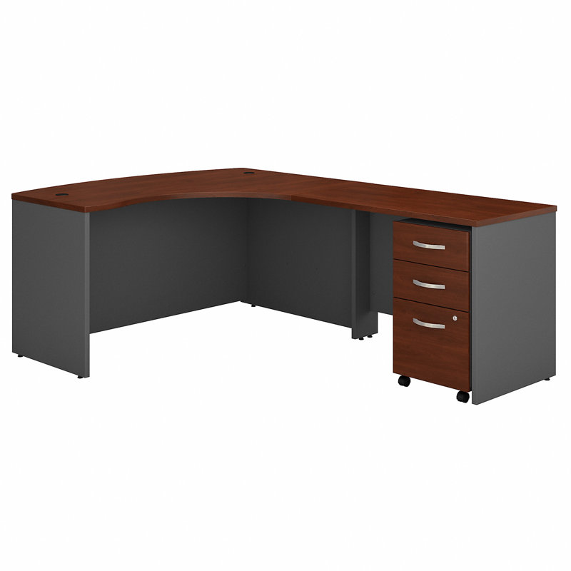 Series C L Shaped Desk with Mobile File Cabinet, Right, Hansen Cherry/Graphite Gray