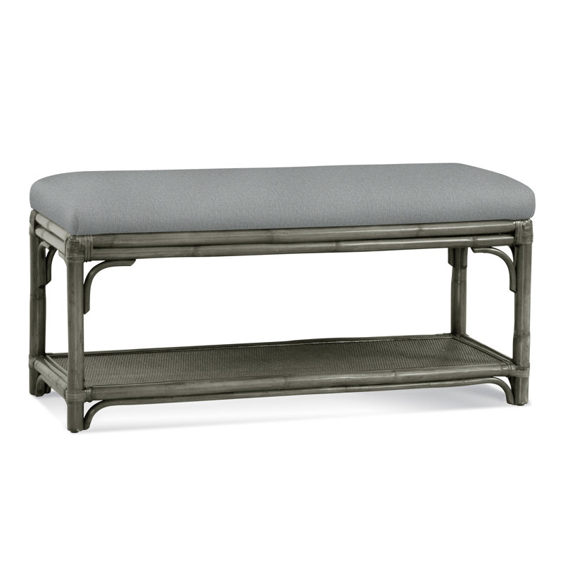 Banc de rangement en osier Summer Retreat, Pierre grise, Tissu performance bleu clair 0851-55