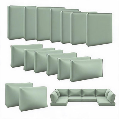 14 pièces, housses de rechange pour coussins de patio imperméables, housses pour canapé modulaires antidérapantes pour l'extérieur, housses seulement