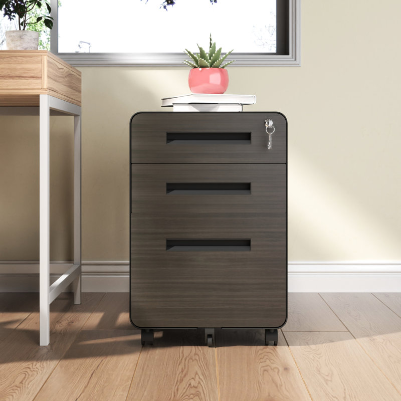 3 Mobile File Cabinet, All Metal, Locked On , Fully Assembled, Black For Home Office, Letter Keeping Solution Cabinet With 3 Drawers, Lock And A4 Paper Storage