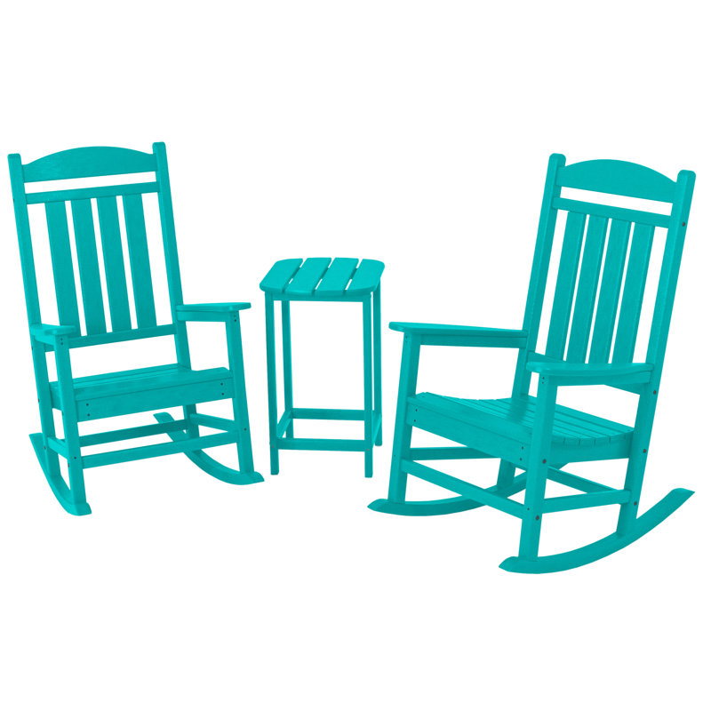 POLYWOOD Presidential Rocker 3-Piece Set, Blue
