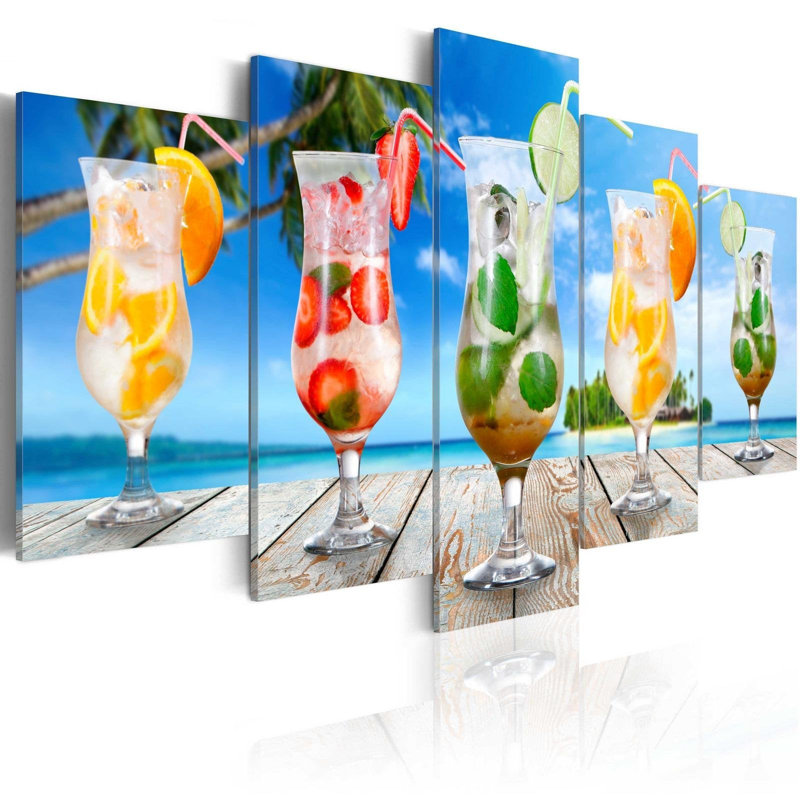 " Summer Drinks " 5 - Pieces, 40" H x 80" W x 0.7" D