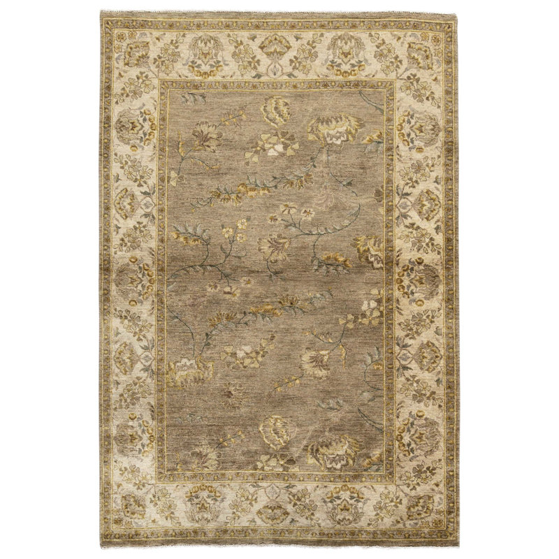 High-Quality Hand-Knotted Beige And Cream Area Rug