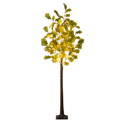 Pre-Lit Green Autumn Oak Artificial Fall Tree With 200 Warm White LED Lights