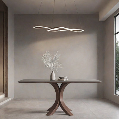 Whittany Modern Matte Ash Wood Rock-Plate Dining Table