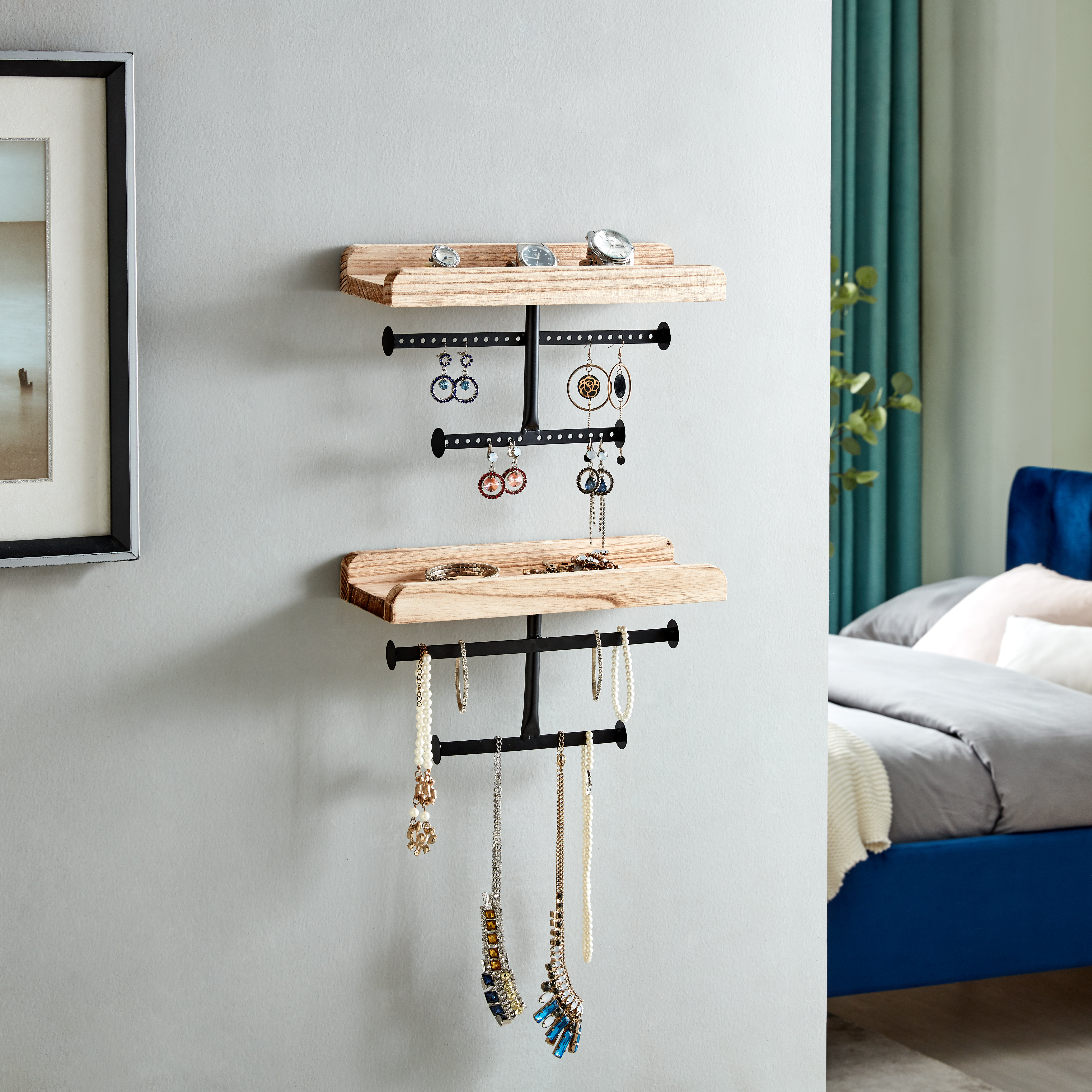 Wall Jewelry Organizer With Shelf