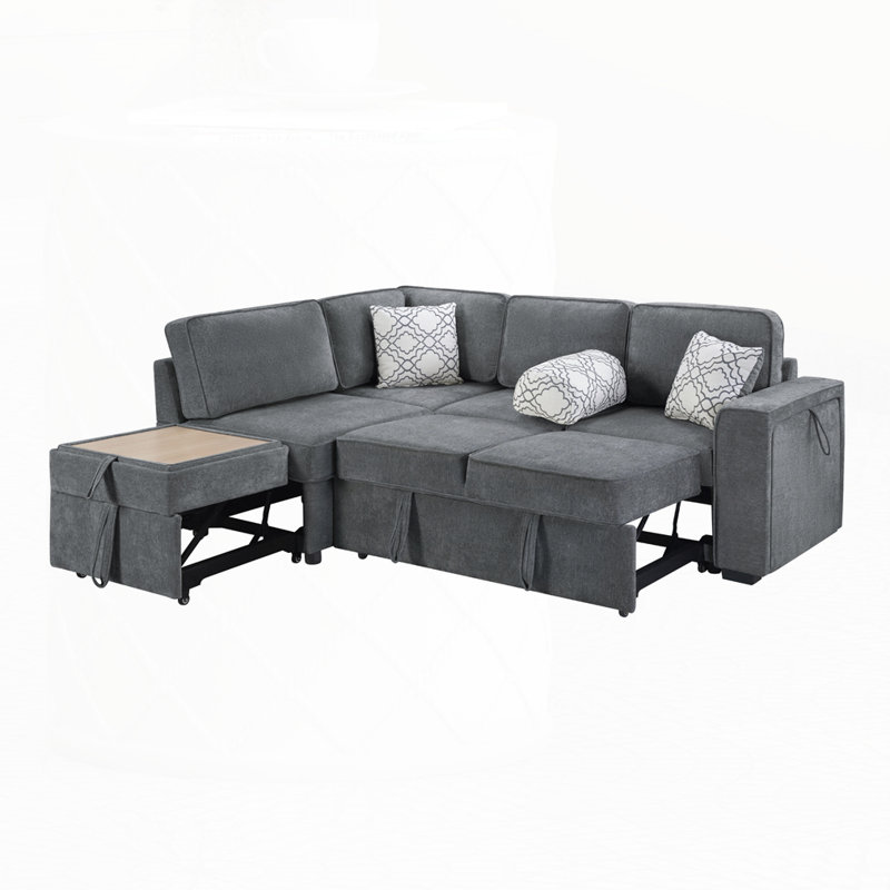 Convertible Sectional Sofa Bed, Dark Gray