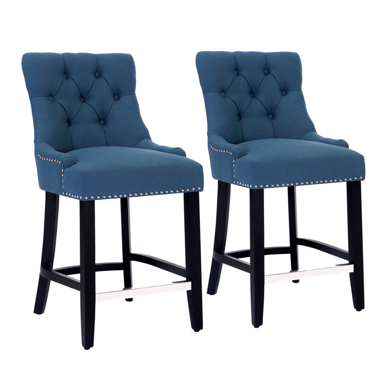 Tabouret Wren, Bleu sarcelle, Noir, Tabouret de comptoir (siège d’une hauteur de 24