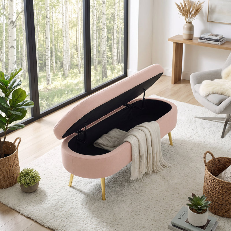 Élégant banc avec repose-pieds avec rangement | Repose-pieds, siège et organiseur polyvalents, Pink