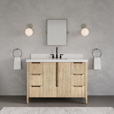 Sequoia 48 In. Single Sink Whitebrook Quartz Countertop Bath Vanity in Mango Wood