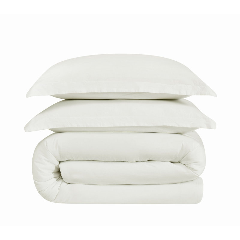 Brooklyn Loom Essential Cotton Comforter Set, Blue, Queen Comforter  + 2 Shams