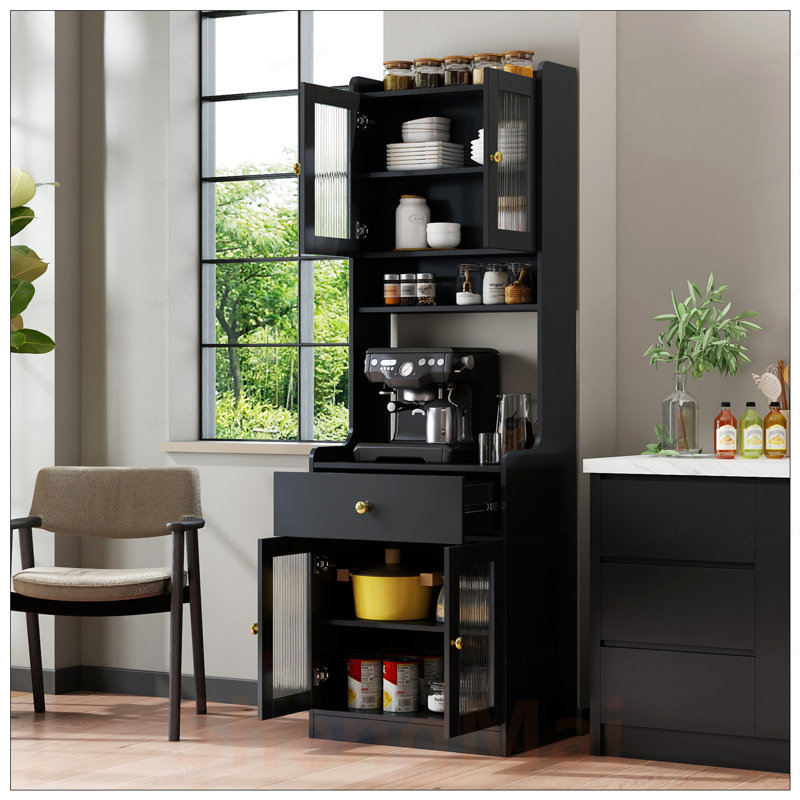 Armoire de rangement Kitchen Pantry, Black