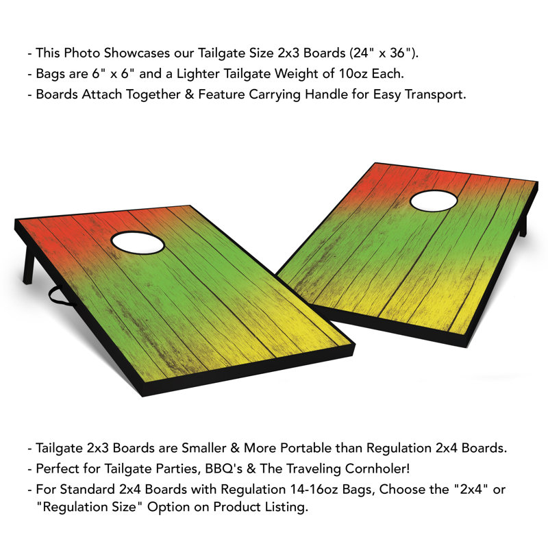 Ensemble de cornhole 2 po x 3 pi Rasta Grain Tailgate